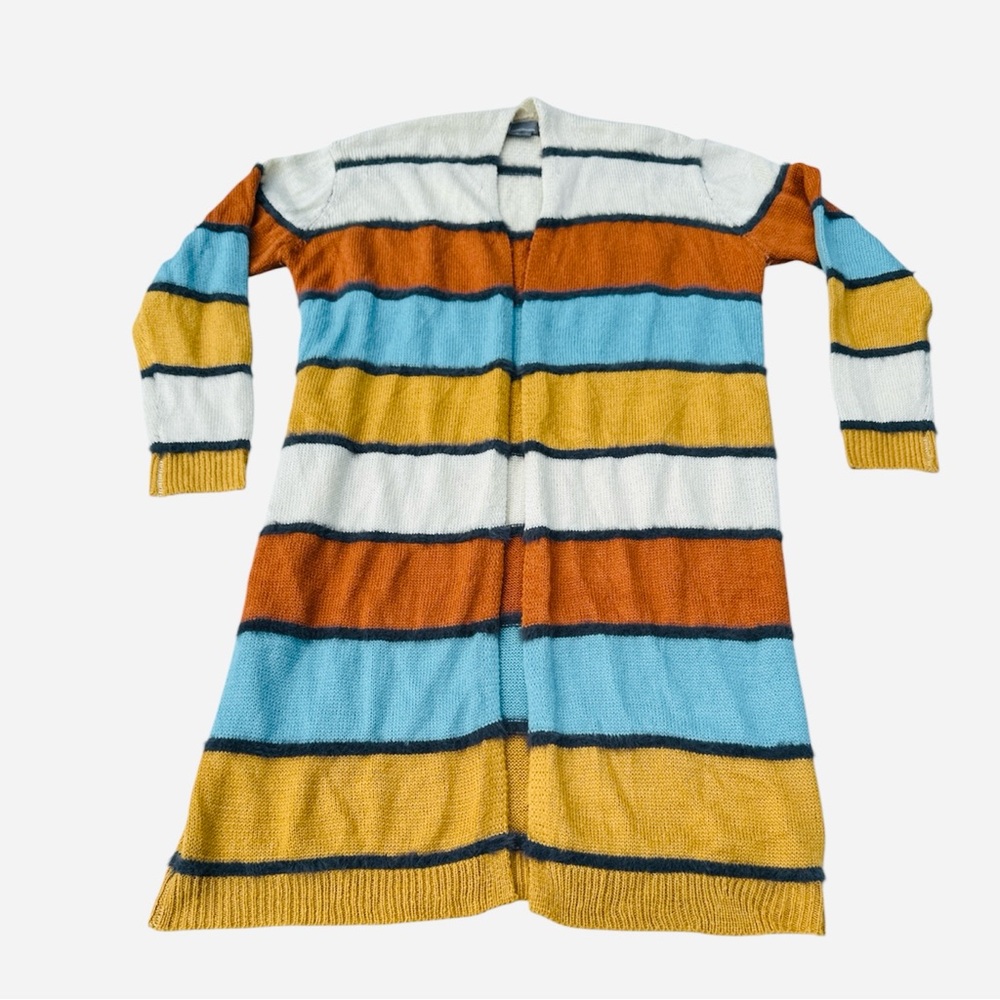 Anthropologie Viviette Stripe Knit Cardigan Sweater M Duster Boho Festival